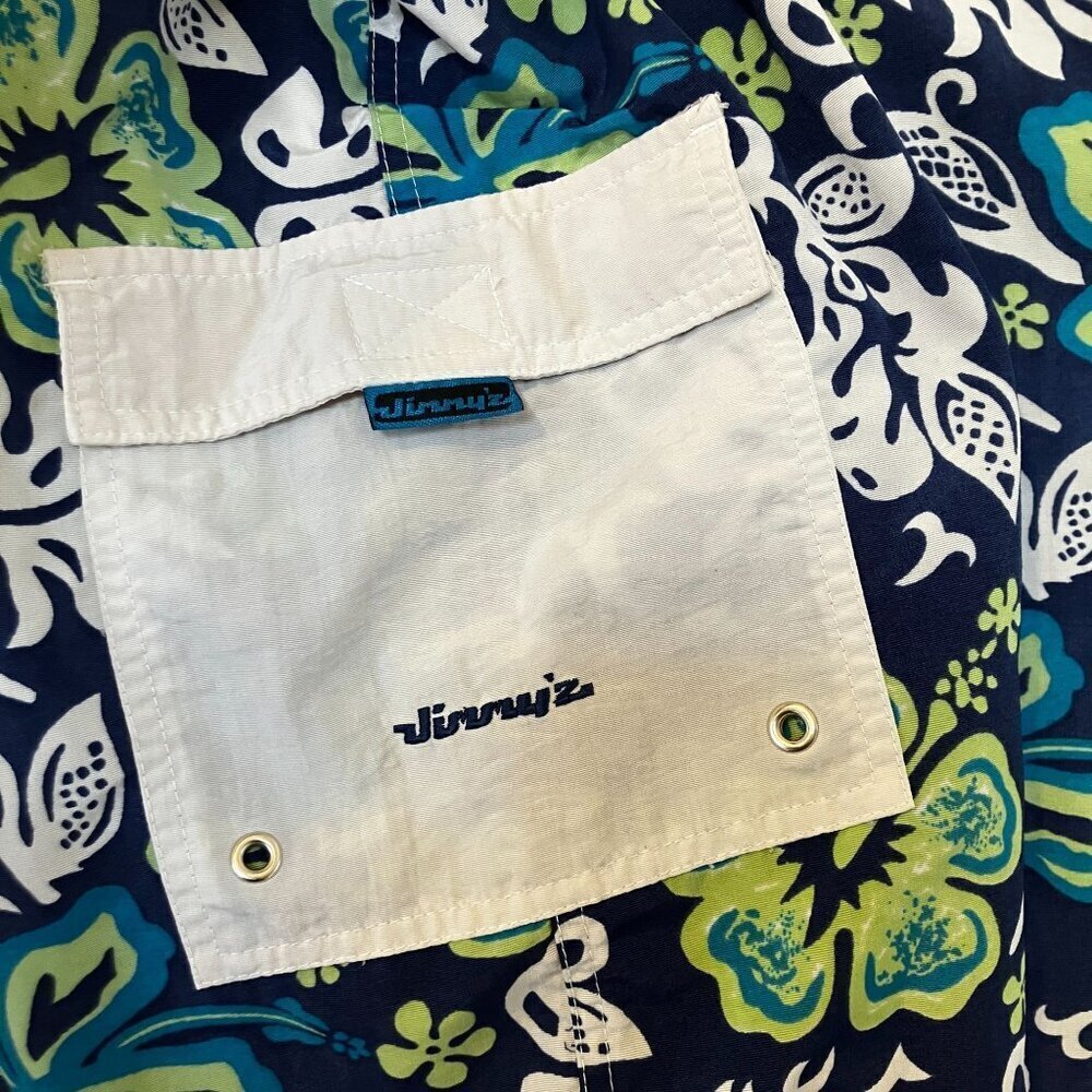 Jimmy'z Mens Vintage 90s Floral Swim Trunks Board Shorts Size 34 Blue SP EXC - Picture 3 of 9